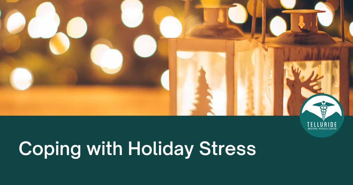 Coping with Holiday Stress Holiday lights with lanterns shining