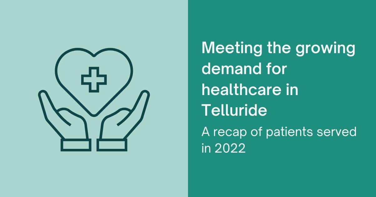 Meeting the growing demand for healthcare in Telluride. A recap of patients served in 2022.