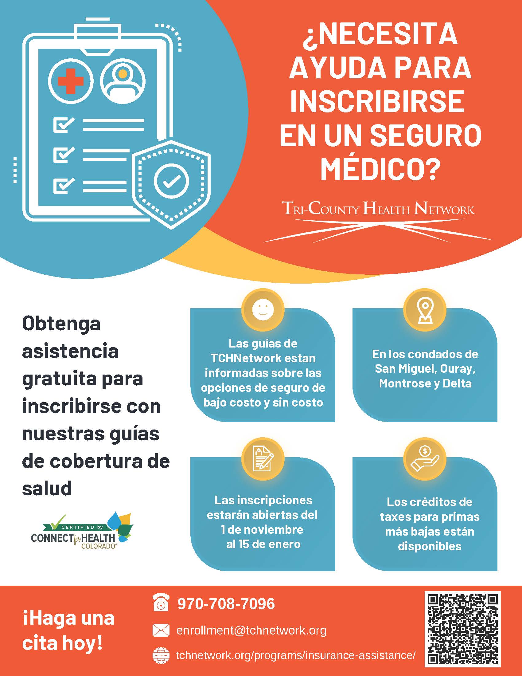 Information about insurance open enrollment support in Spanish